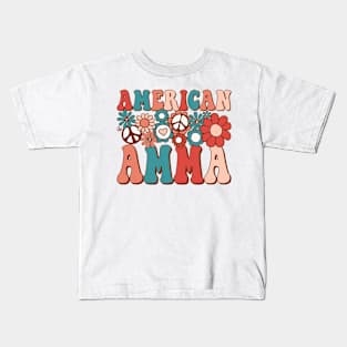 Retro Groovy American Amma Matching Family 4th of July Kids T-Shirt